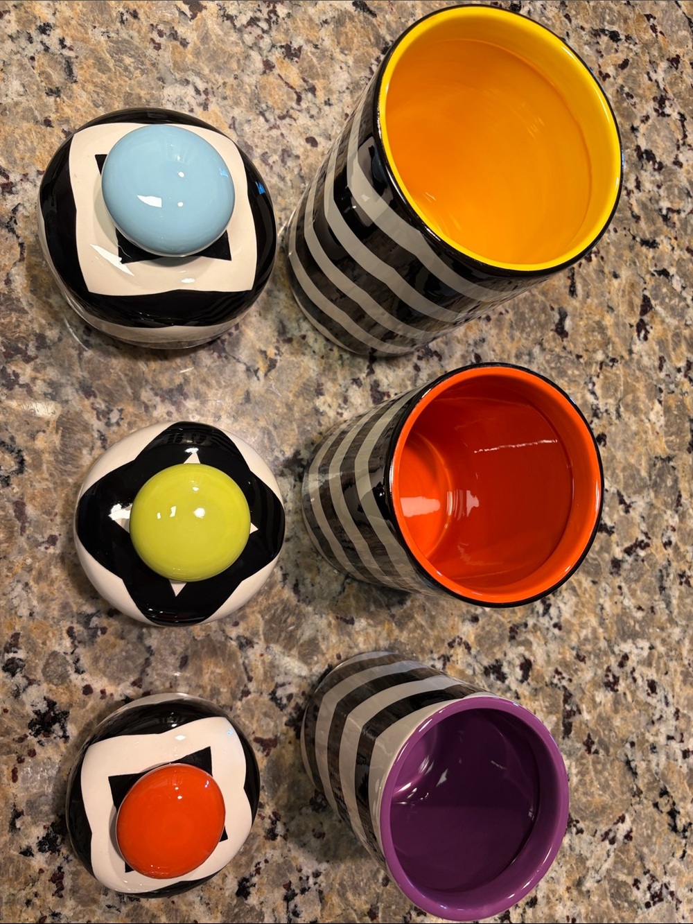 Coton Colors Chevron 3-piece Canister Set - Great Condition - see all photos - Picture 2 of 6